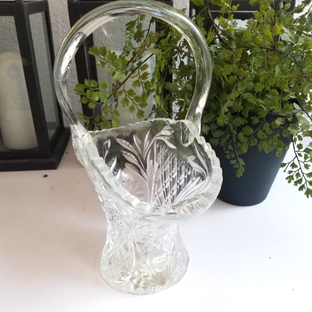 Vintage Cut Crystal Basket